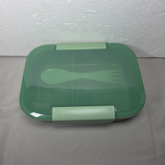 Room Essentials Other - Green Bento Container with Utensil Meal Prep Lunch Box